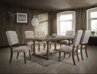 Set of Two Tufted Cream and Brown Upholstered Linen Open Back Dining Side Chairs-6