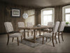 Set of Two Tufted Cream and Brown Upholstered Linen Open Back Dining Side Chairs-6