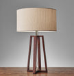 Walnut Wood Finish Linen Fabric Shade Table Lamp-4