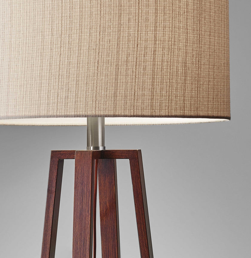 Walnut Wood Finish Linen Fabric Shade Table Lamp-5