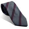 Gray & Burgundy Striped Wool Challis Tie-0
