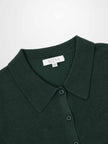 Wool Blend Collared Cardigan-Green-2