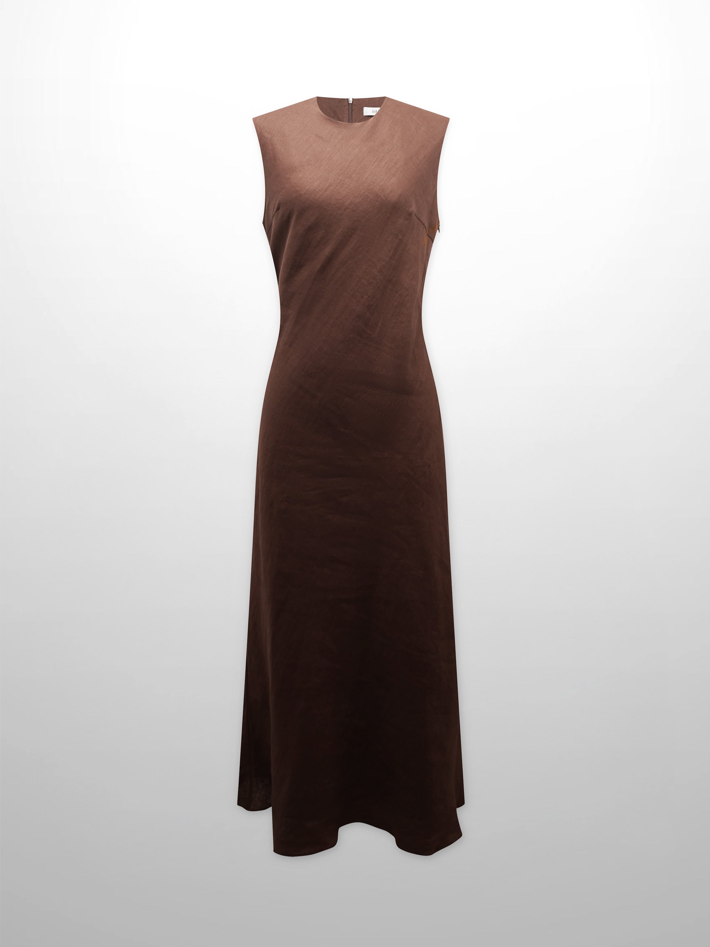 Linen A-Line Slip Dress-Brown