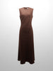 Linen A-Line Slip Dress-Brown
