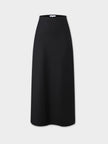 Wool Blend Slip Skirt-Black-1