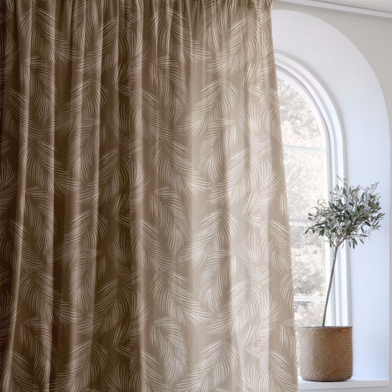 Feather Pattern Cotton Linen Curtains | Pinch & Euro Pleats | Standard & Made to Measure | Blackout or Light Filtering Liner