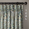Organic Linen Paisley Pinch Pleat Curtains | Made to Measure | 5 Colours | Blackout Option Available
