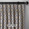 Ikat Cotton Linen Pinch Pleat Curtains - Pink Turq, Natural Blue, Grey Ochre | Made to Measure & Standard Sizes | Blackout & Light Filtering Options