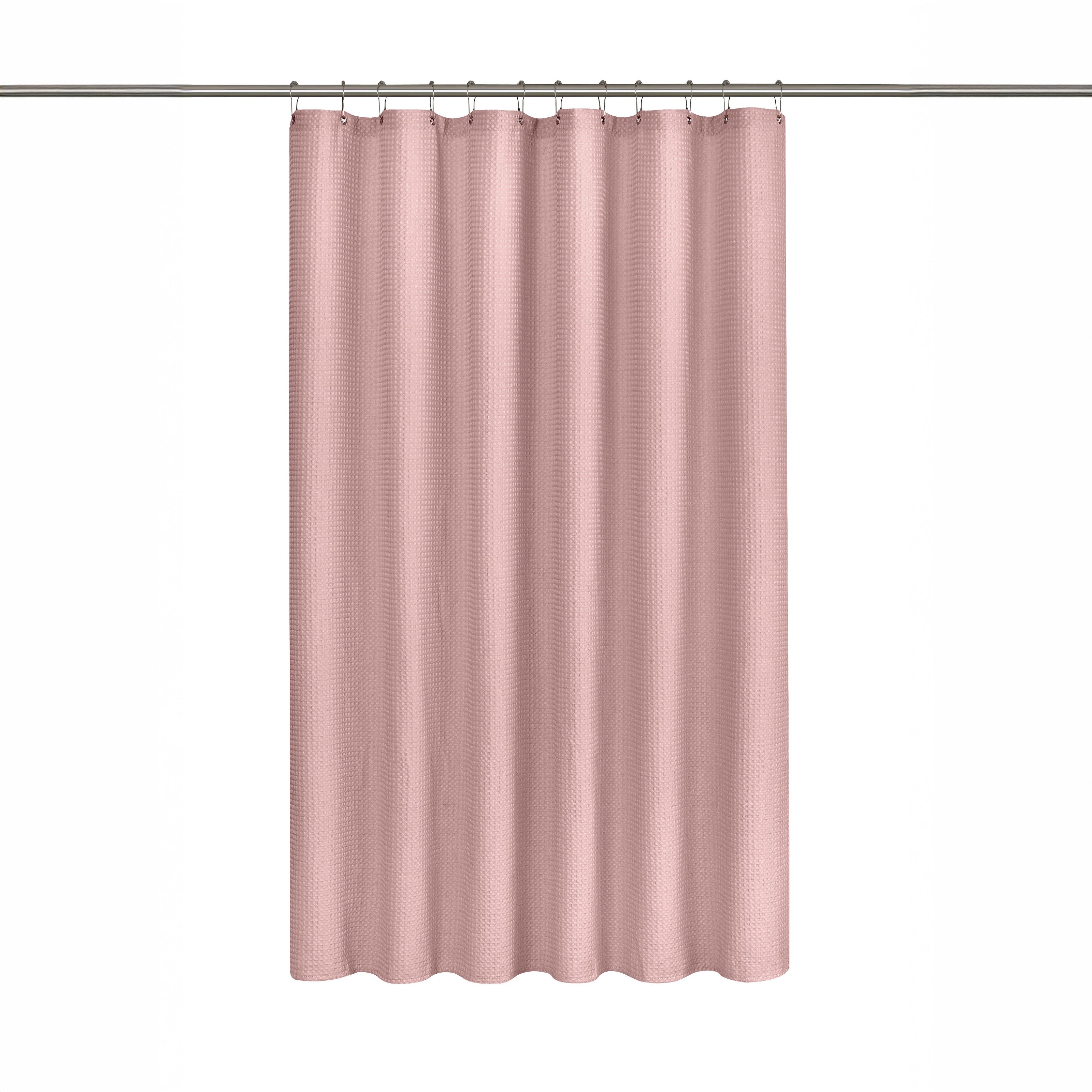 Dusty Pink Organic Cotton Waffle Shower Curtain | Mold Resistant | Quick Dry