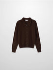 Wool Blend Collared Cardigan-Brown-0