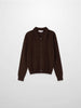 Wool Blend Collared Cardigan-Brown-0