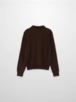 Wool Blend Collared Cardigan-Brown-1