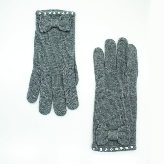 Cashmere Blend Gloves with Bow & Hot Fix Stones-0