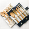 Bamboo Cutlery Set | Zero Waste Reusable | Washable Organic Cotton Travel Pouch & Hemp Cleaning Brush