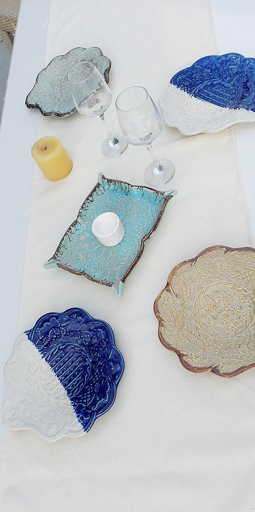Natural Linen Table Runner | Off-White | Textured Weave | 92-305cm