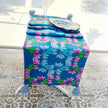 Teal Blue Floral Table Runner | Organic Linen | Tassel Trim | 92-305cm
