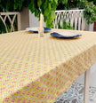 Yellow Floral Print Tablecloth | GOTS Certified Organic Cotton | Various Sizes