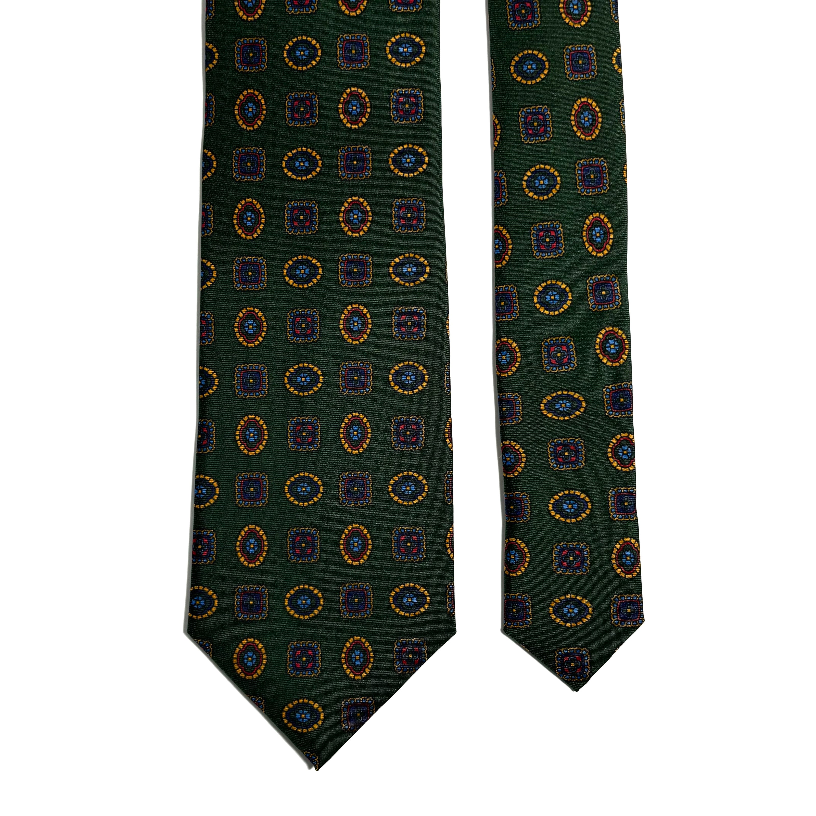 Forest Green Geometric Silk Tie-2