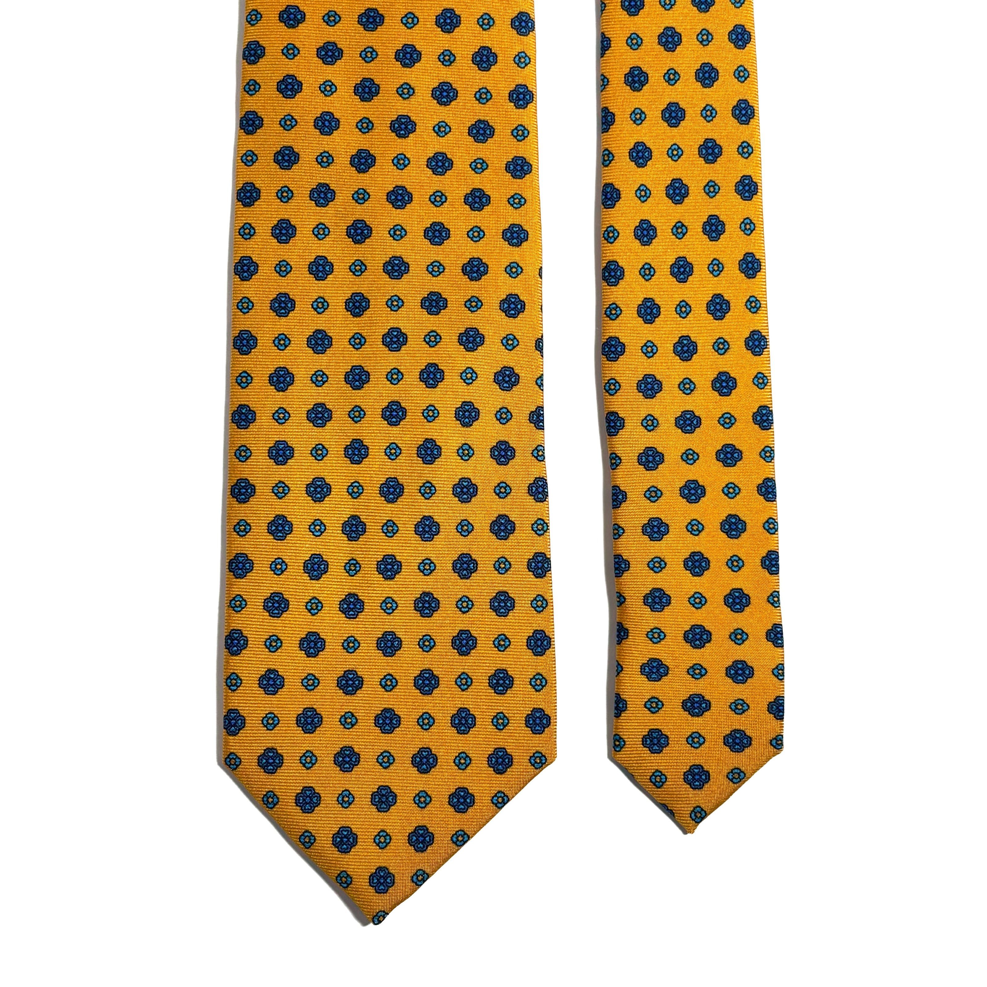 Marigold Yellow Floral Printed Silk Tie-2