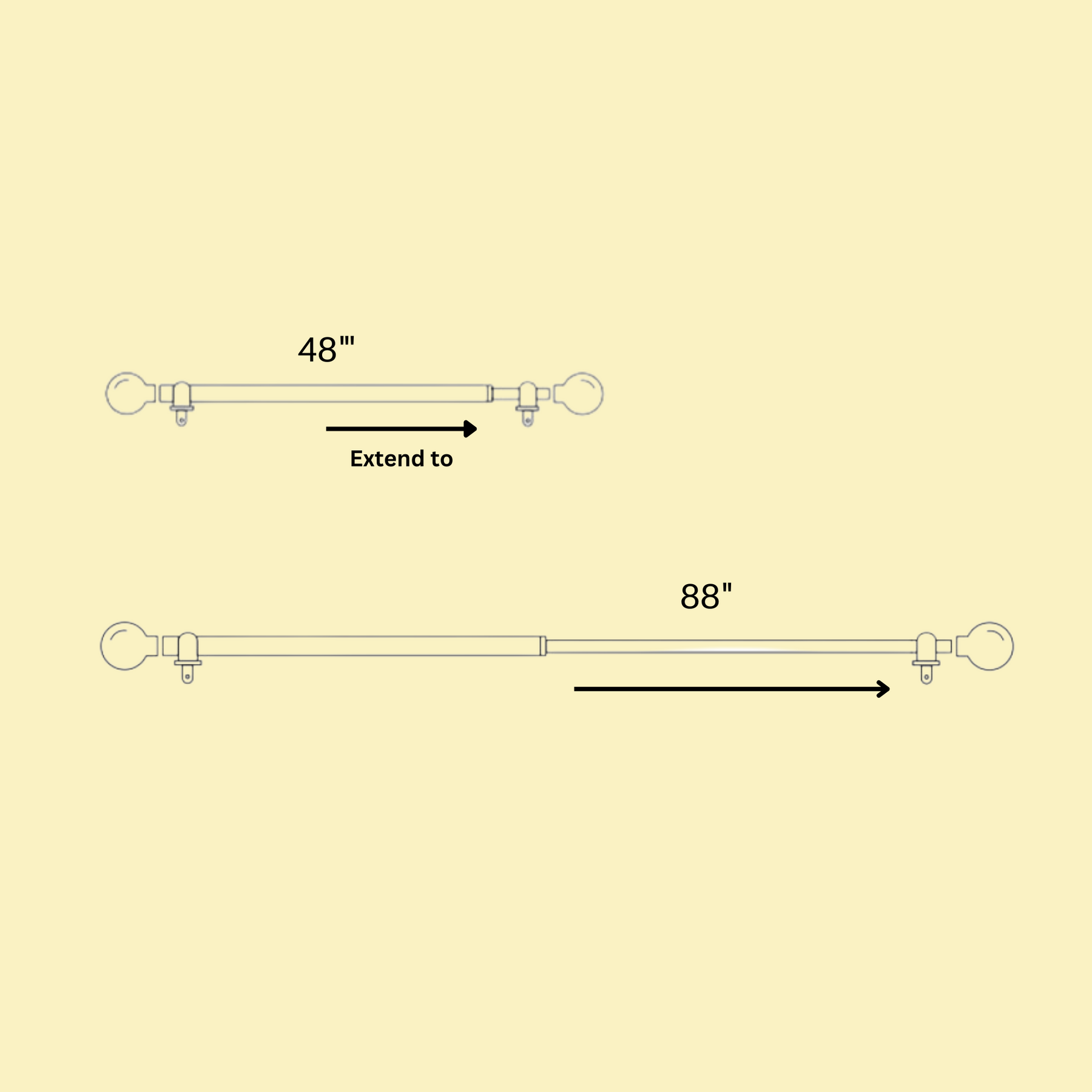 Gold Double Curtain Rod with White and Wooden Carved Finials