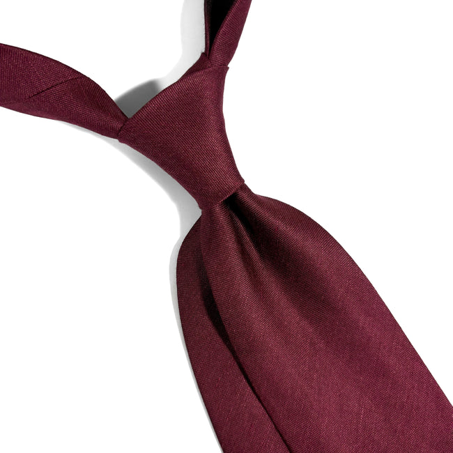 Burgundy Untipped Linen/Silk Tie-1