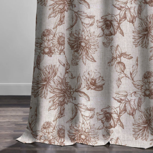 Hand-Painted Floral Linen Curtains | Made to Measure | Blackout & Cotton Lining Options | Single & Pair