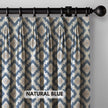 Ikat Cotton Linen Pinch Pleat Curtains - Pink Turq, Natural Blue, Grey Ochre | Made to Measure & Standard Sizes | Blackout & Light Filtering Options
