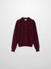 Wool Blend Collared Cardigan-Burgundy-0