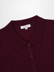 Wool Blend Collared Cardigan-Burgundy-2
