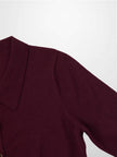 Wool Blend Collared Cardigan-Burgundy-3