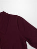 Wool Blend Collared Cardigan-Burgundy-3