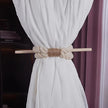 Boho Curtain Tie Backs | Natural Hemp Rope & Wood | Rustic Home Decor - Set of 2-2