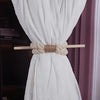 Boho Curtain Tie Backs | Natural Hemp Rope & Wood | Rustic Home Decor - Set of 2-2