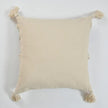 Bohemian Handmade Cotton Cushion Cover 45x45cm - Blue & Beige Geometric Pattern, Fringe & Tassels-3