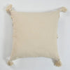 Bohemian Handmade Cotton Cushion Cover 45x45cm - Blue & Beige Geometric Pattern, Fringe & Tassels-3