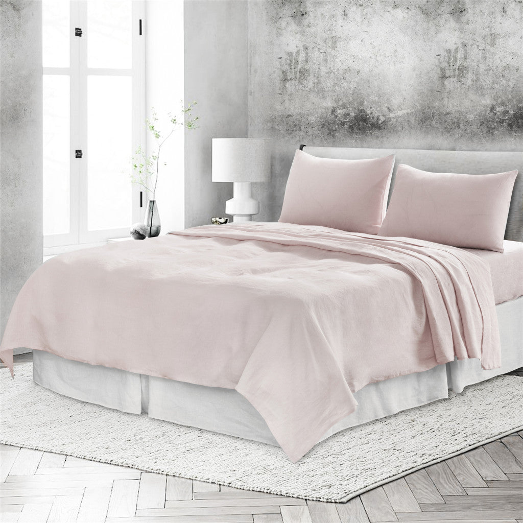 Four Piece Champagne Pink Linen Sheet Set-7