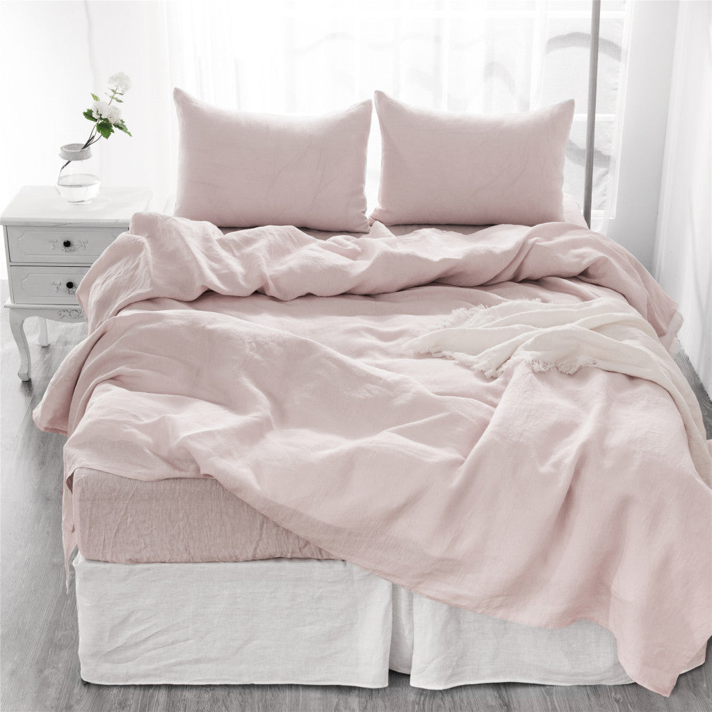 Four Piece Champagne Pink Linen Sheet Set-6