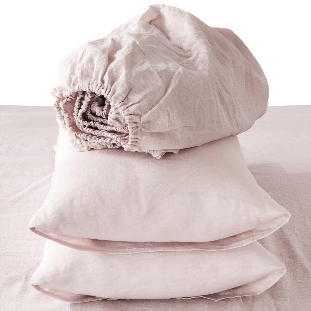 Four Piece Light Pink Linen Sheet Set-1