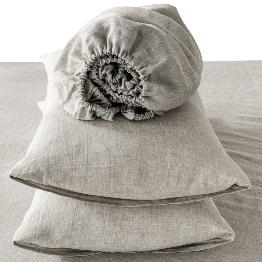 Four Piece Light Gray Linen Sheet Set-5