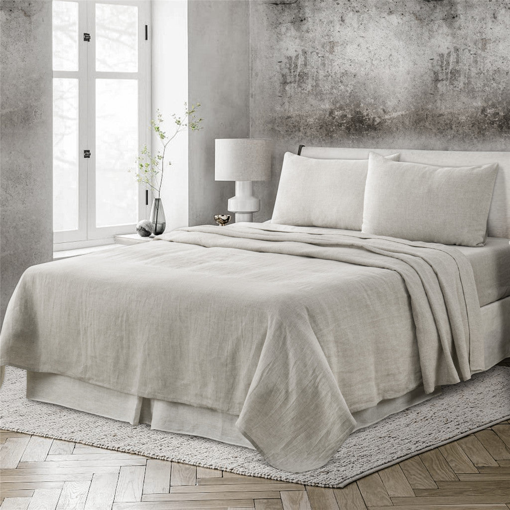 Four Piece Light Gray Linen Sheet Set-4