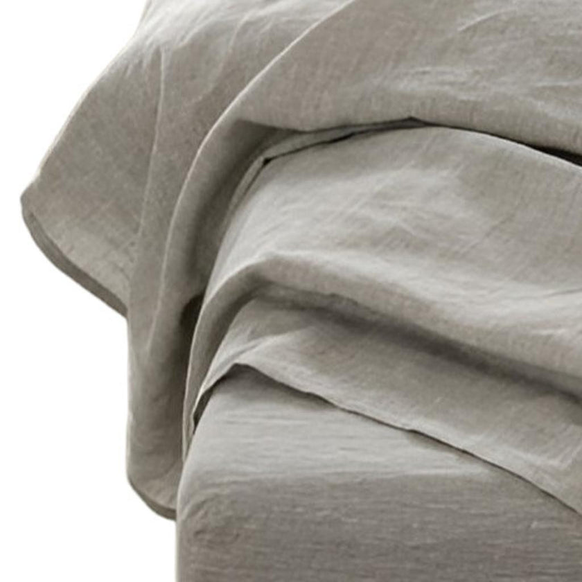 Four Piece Light Gray Linen Sheet Set-2