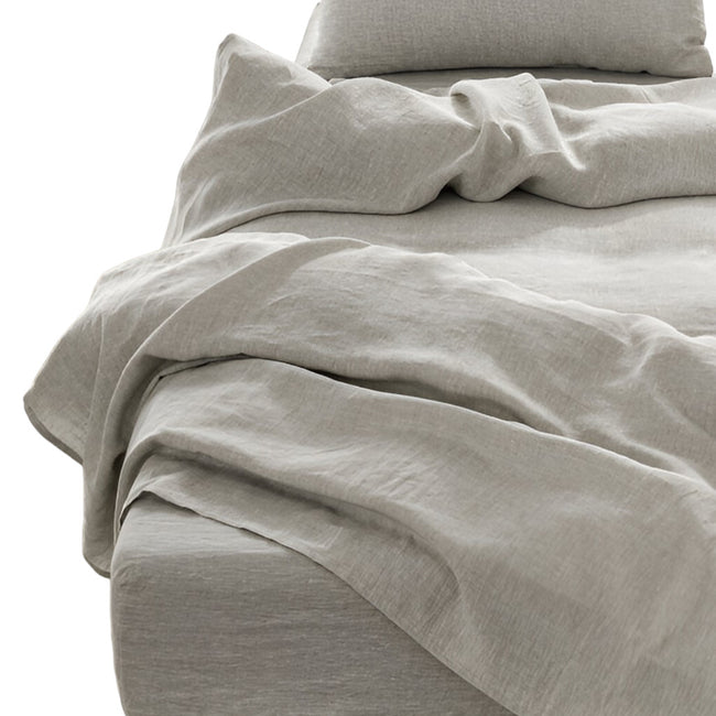 Four Piece Light Gray Linen Sheet Set-1