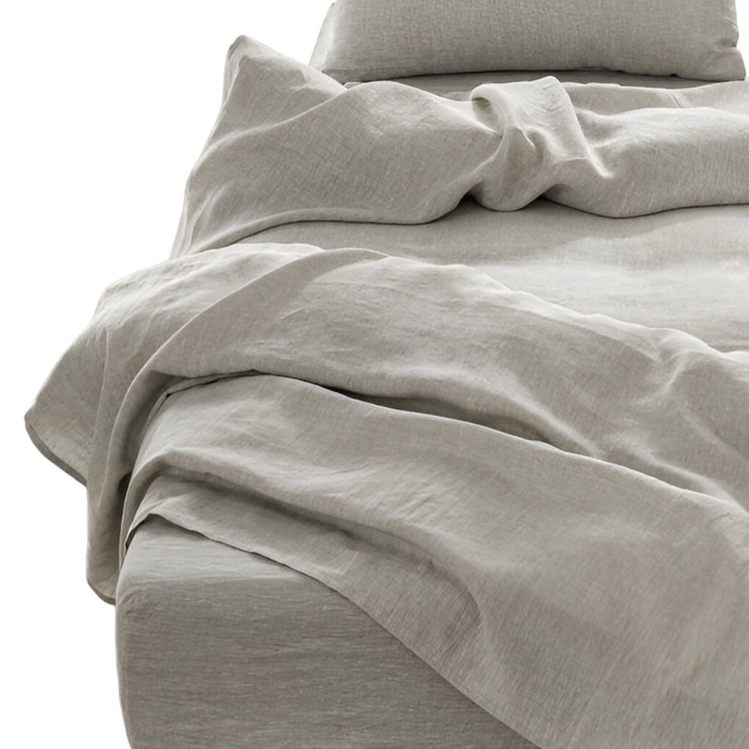 Four Piece Light Gray Linen Sheet Set-1