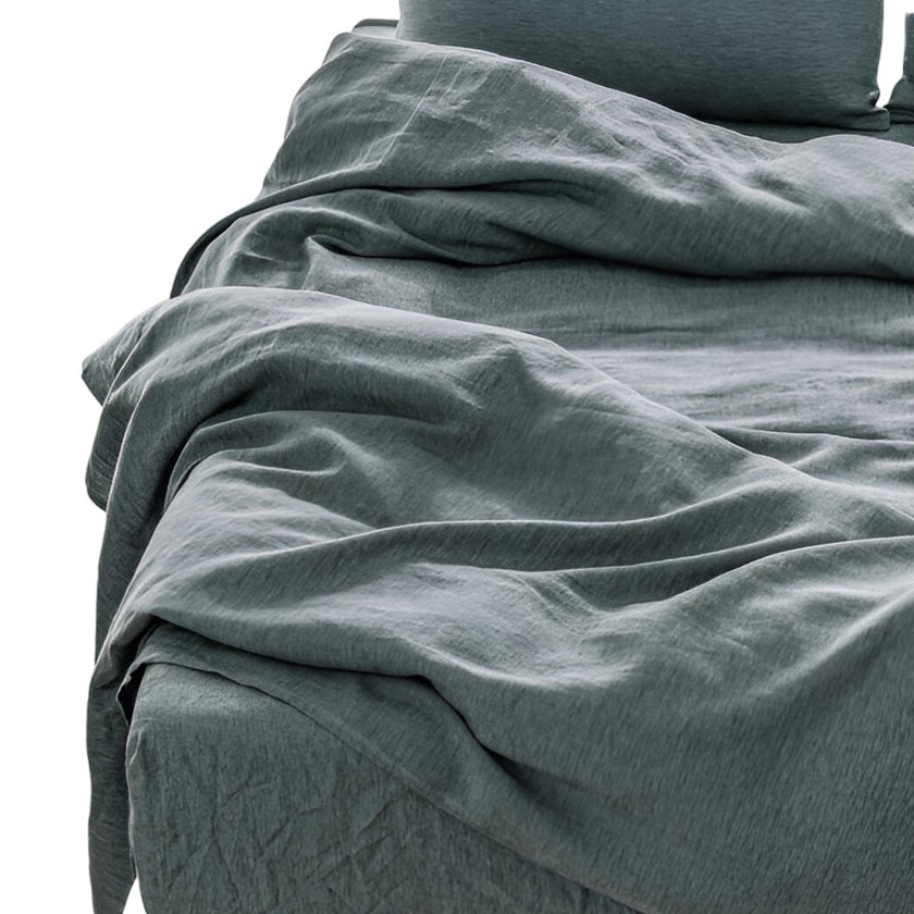 Four Piece Slate Gray Linen Sheet Set-3