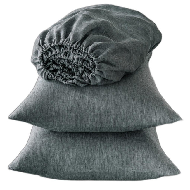 Four Piece Slate Gray Linen Sheet Set-1
