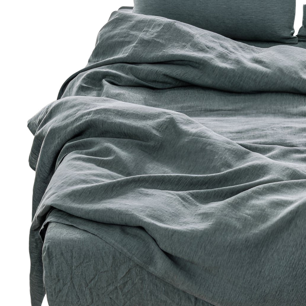 Four Piece Slate Gray Linen Sheet Set-3