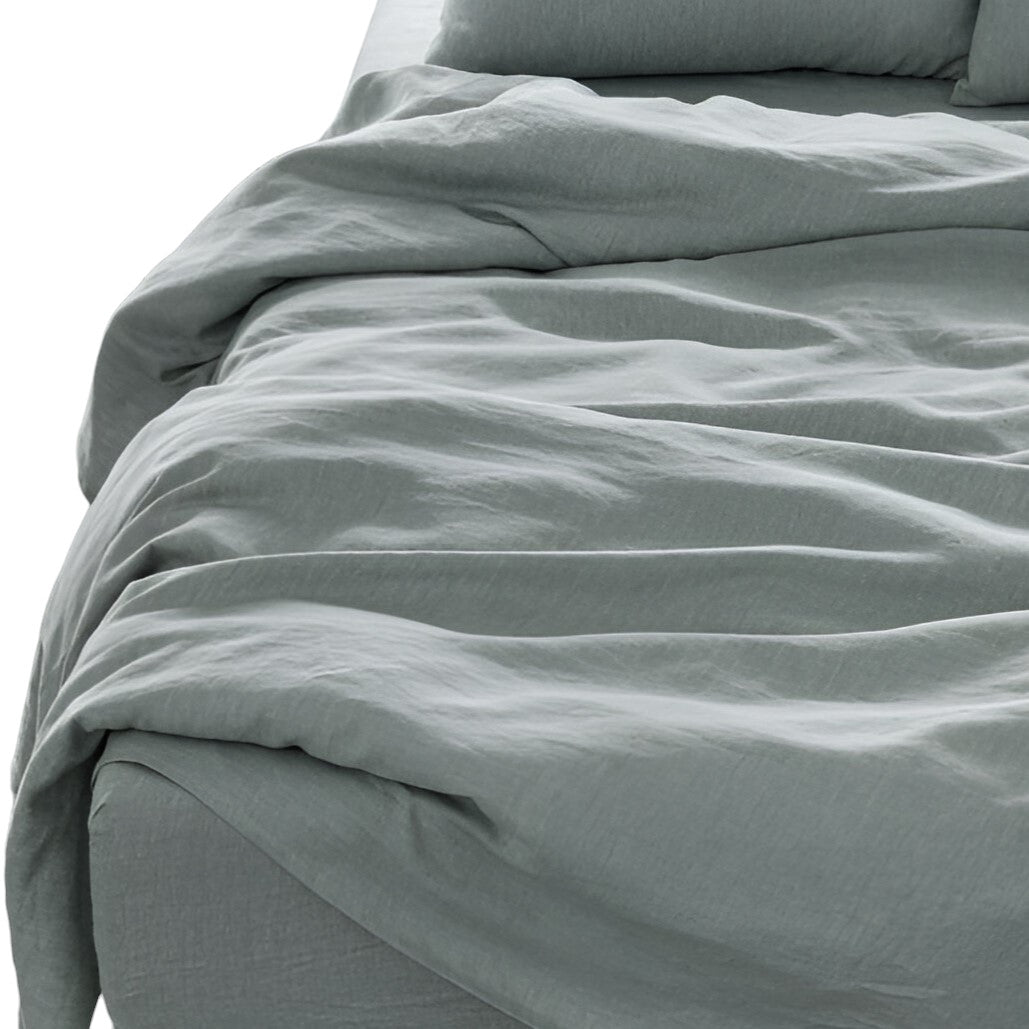 Four Piece Blue Linen Sheet Set