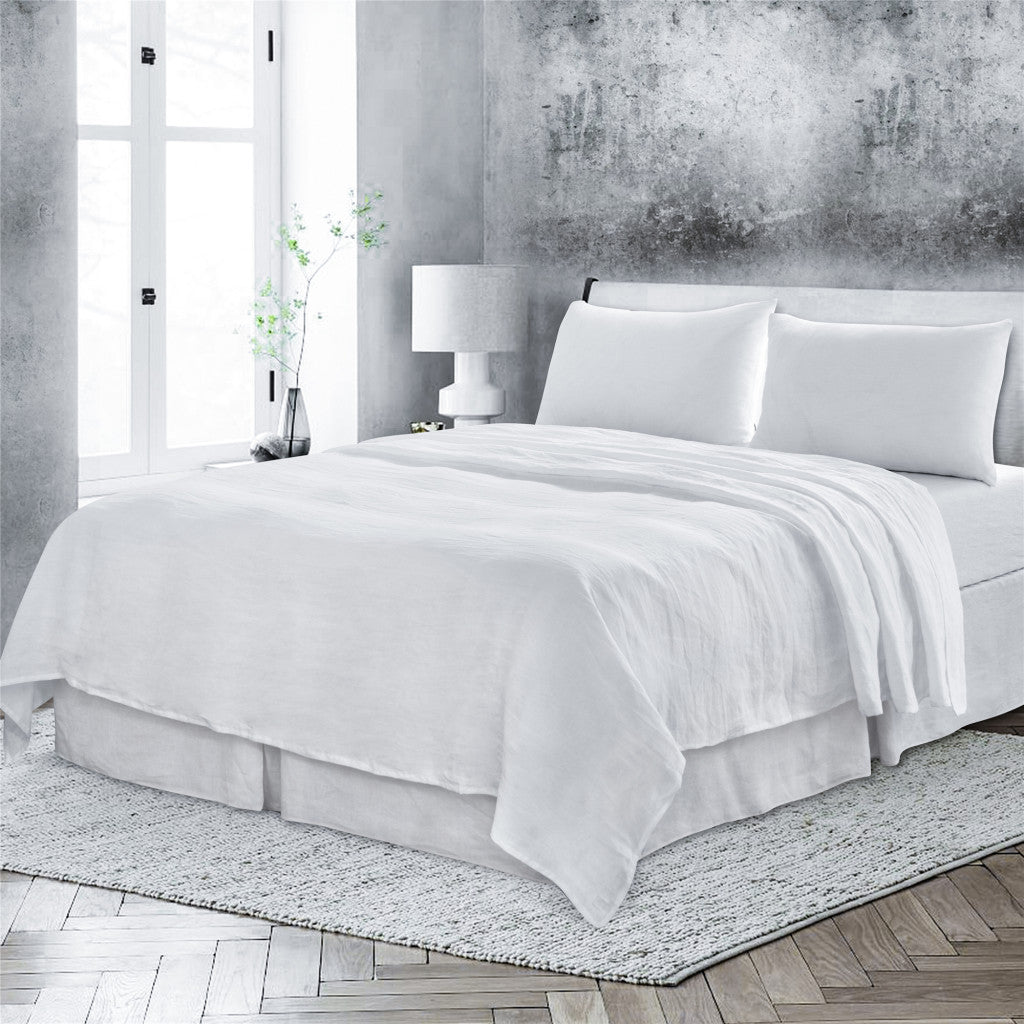 Four Piece White Linen Twin Sheet Set-3