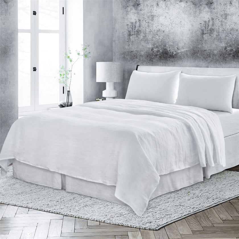 Four Piece White Linen Twin Sheet Set-3