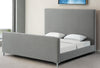 Gray Solid Wood King Upholstered Linen Bed-0